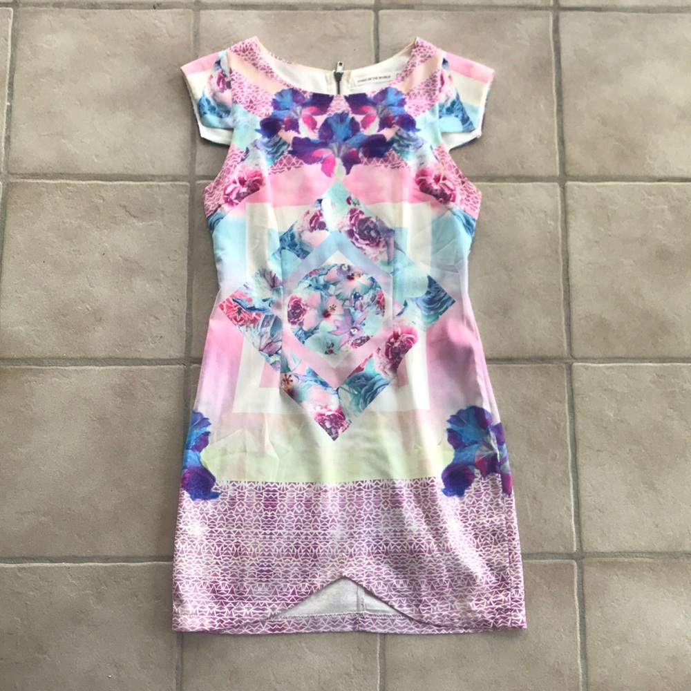 Floral geometric print dress